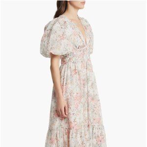 Floral Puff Sleeve Empire Waist Dress